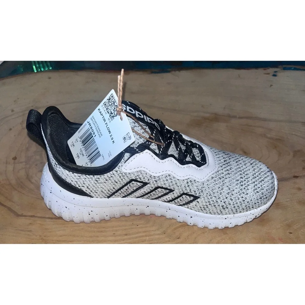 Adidas Kaptir Flow 2.0 K Kids Running Shoes White Black JR8091 Size 13K NIB